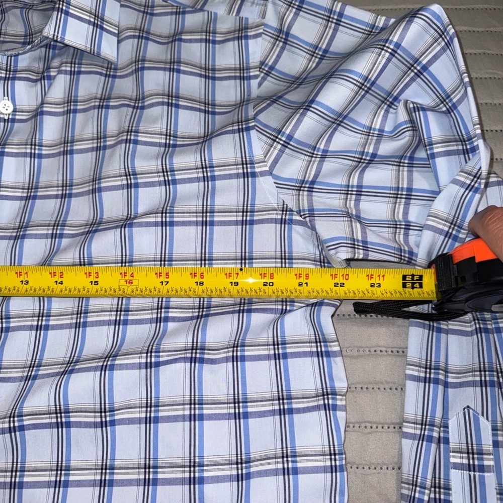 Banana Republic Camden fit 100% cotton no iron Blue striped Button Down Sz L - Picture 3 of 12